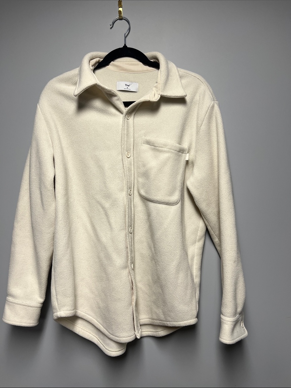 Aritzia Cream Fleece Button-Down Shirt shaket